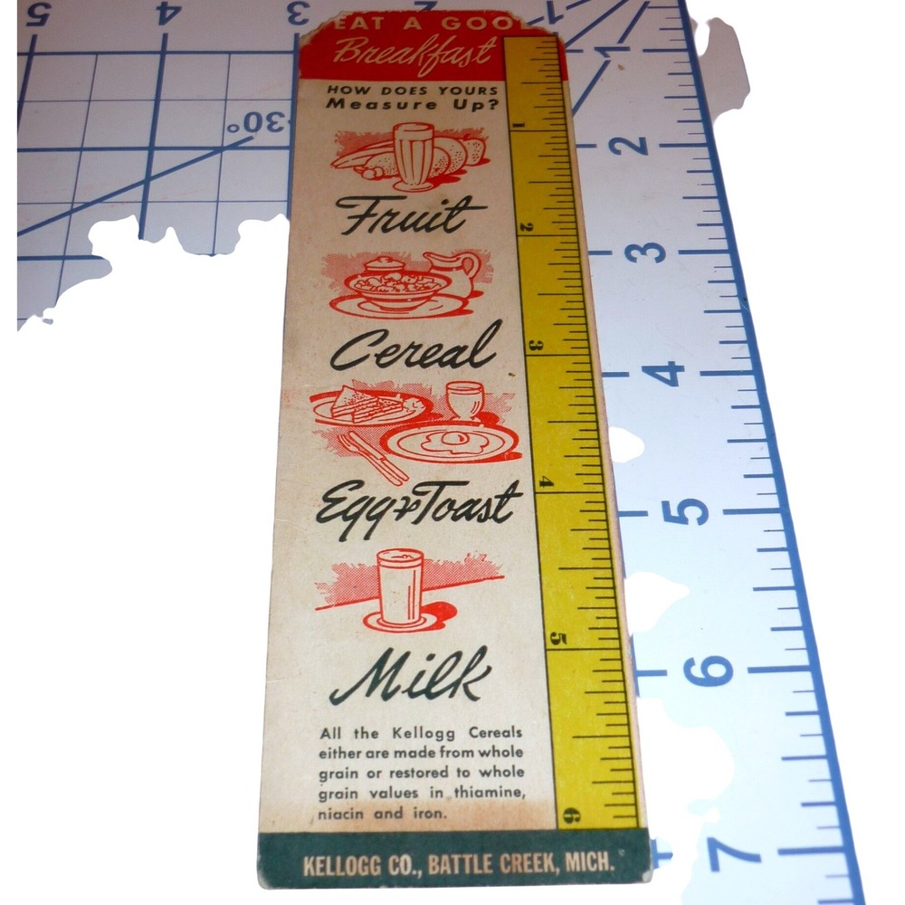 Vintage‎ Kelloggs Rice Krispies Bookmark Ruler Snap Crackle Pop Advertising 6in